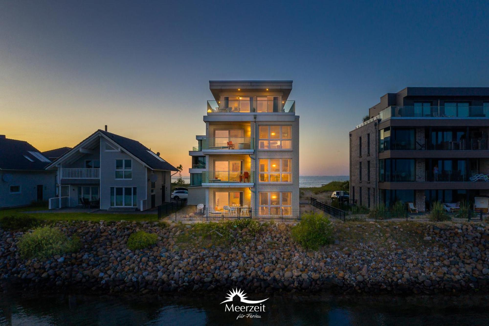 Horizont- direkt am Wasser, Hafenblick, Fahrstuhl, Sauna, ueberdachter Balkon Olpenitz Exterior foto