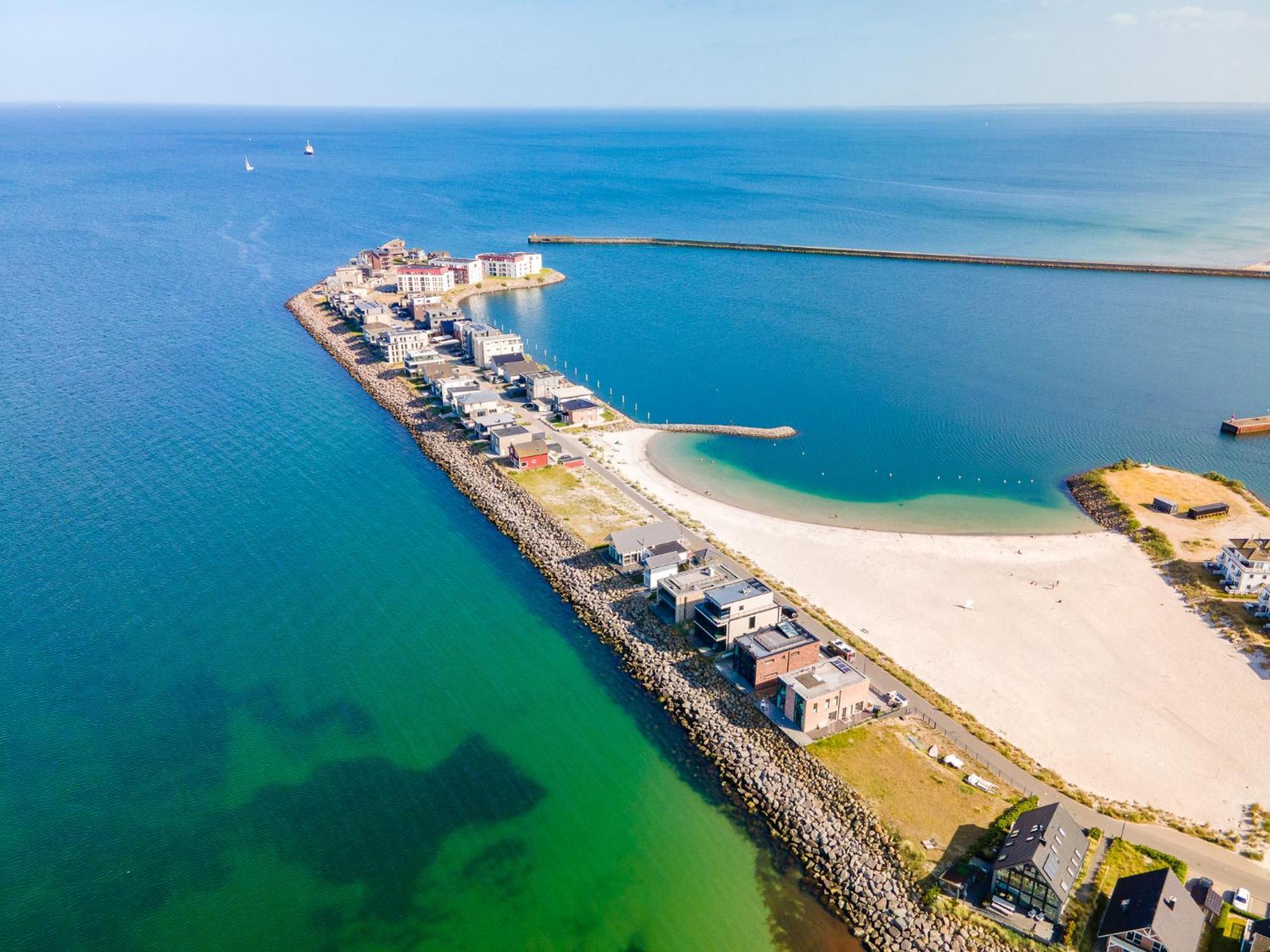 Horizont- direkt am Wasser, Hafenblick, Fahrstuhl, Sauna, ueberdachter Balkon Olpenitz Exterior foto